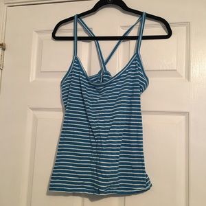 ⭐️FINAL⭐️ Turquoise/White Tank with Cross Straps